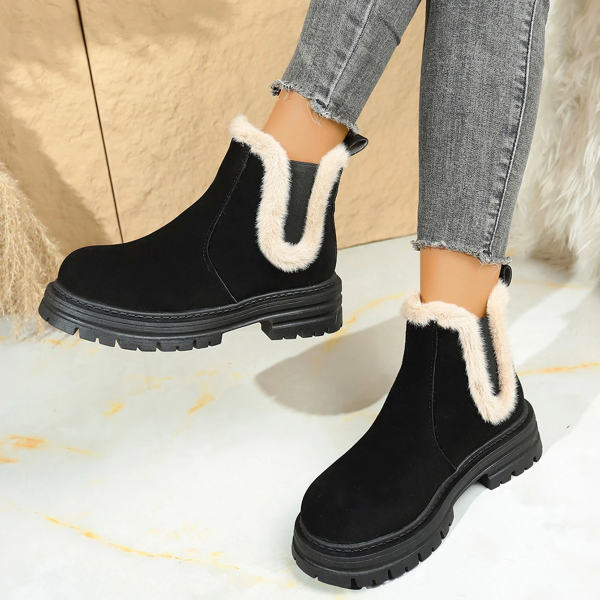 2025 الشتاء النساء أحذية الثلوج بلون أفخم الثلوج الأحذية سستة أسفل المضادة للانزلاق الدافئة الباردة برهان أحذية قطنية Zapatos De Mujer
