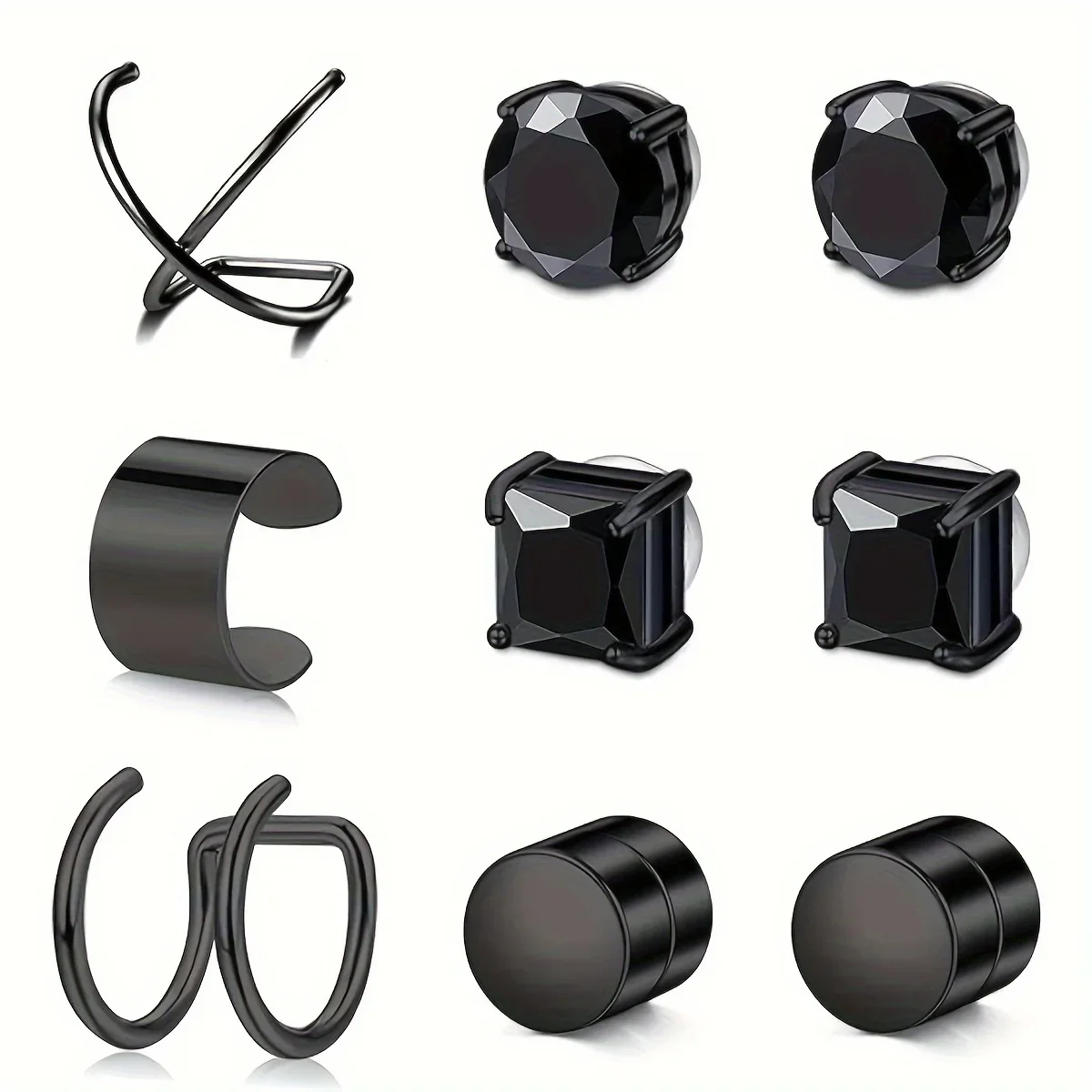 2PCS Stainless Steel Magnetic Fake Earrings For Men Women Non Piercing Ear Clips Ear Cuffs Jewelry Cartilage Helix Hoop Earrings