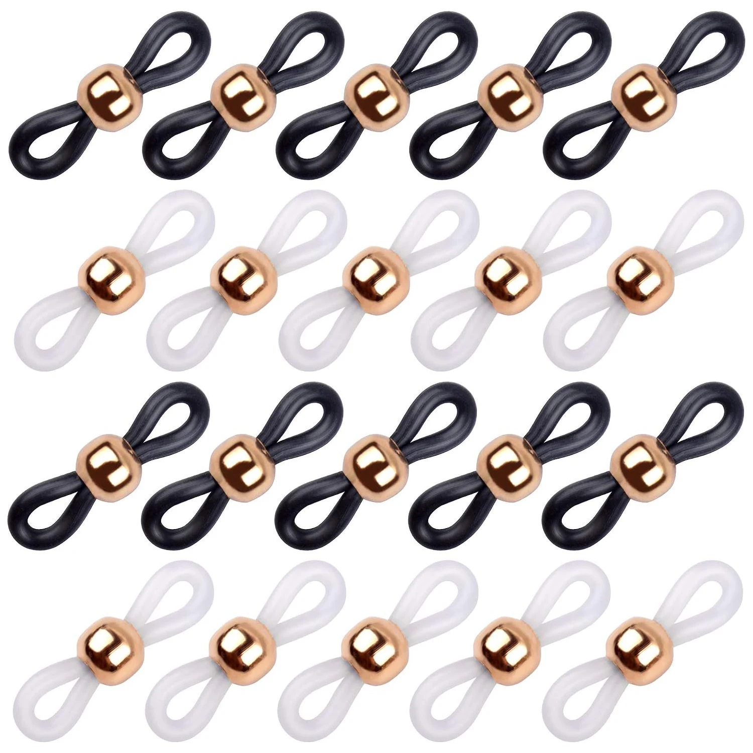 

20 Pieces Eyeglass Chain Ends,Adjustable Metal Bead Rubber Ends Connectors for Eye Glasses Holder Necklace Chain
