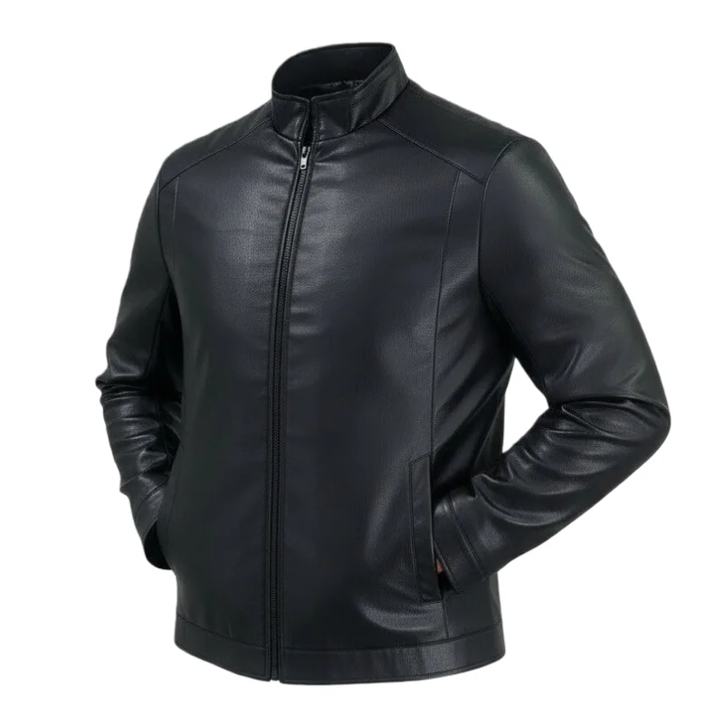 Outdoor Radfahren Lederjacke Warm Winddicht Herbst Winter Stehkragen Strickjacke Langarm Jacke Ausgestattet Motorrad Anzug