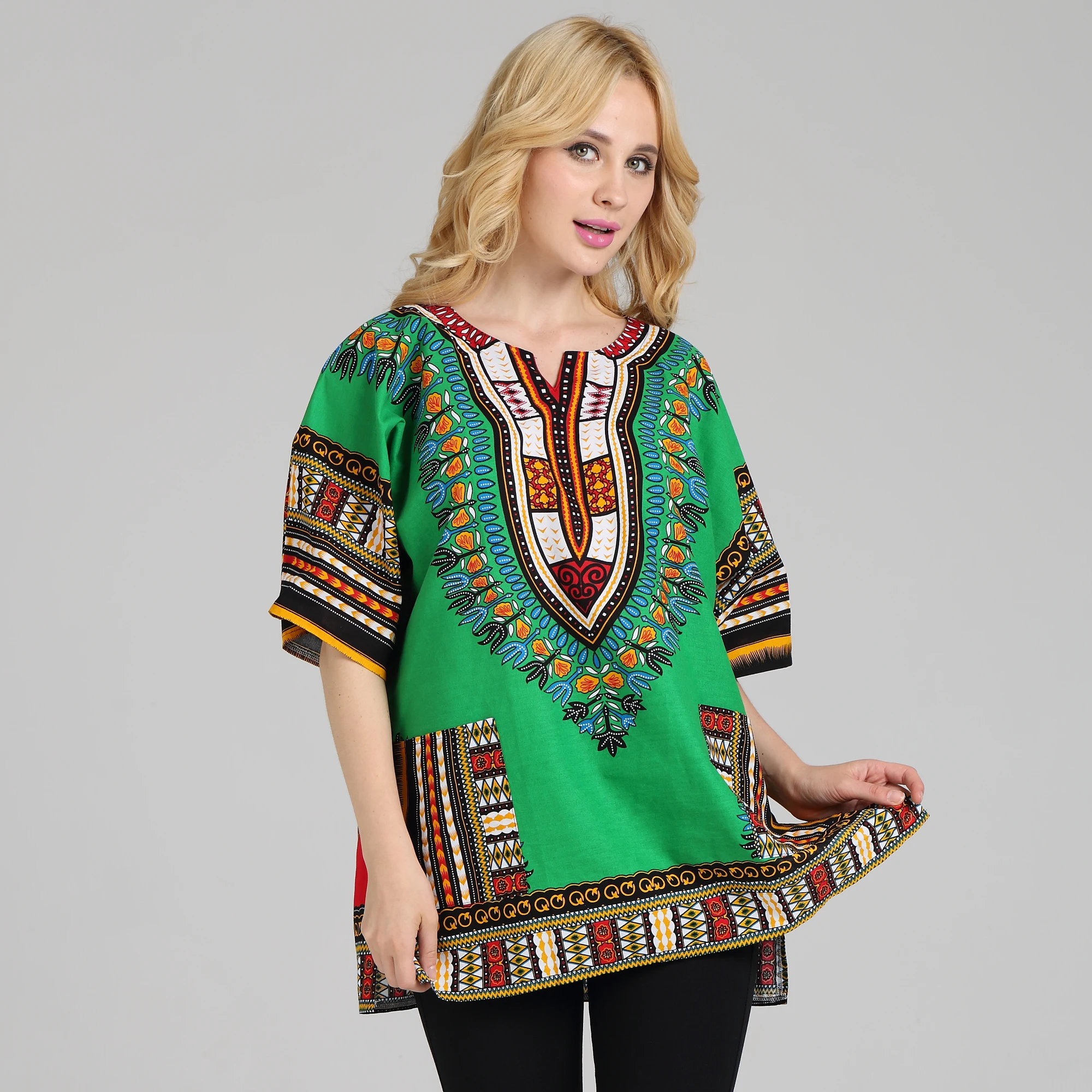 Traditional African Dashiki Shirt in Light Thin Grade Batik Cotton African Cuba Havana Beach Shirt Poncho