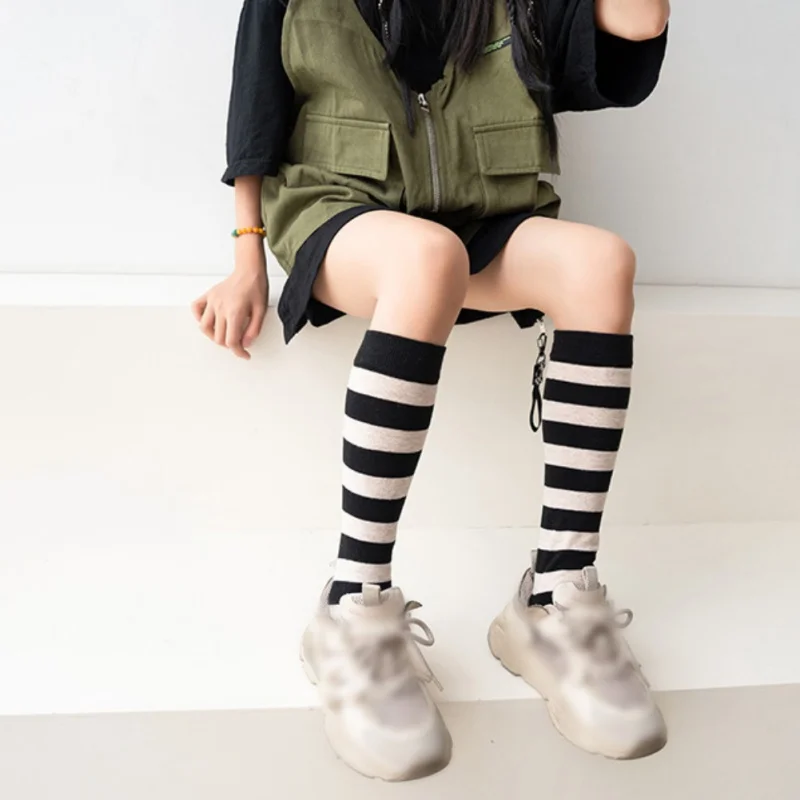 Cotton Stripe Kids Girls Socks Spring Autumn Toddler Long Socks Fashion Girls Stocking Children Student Knee High Socks