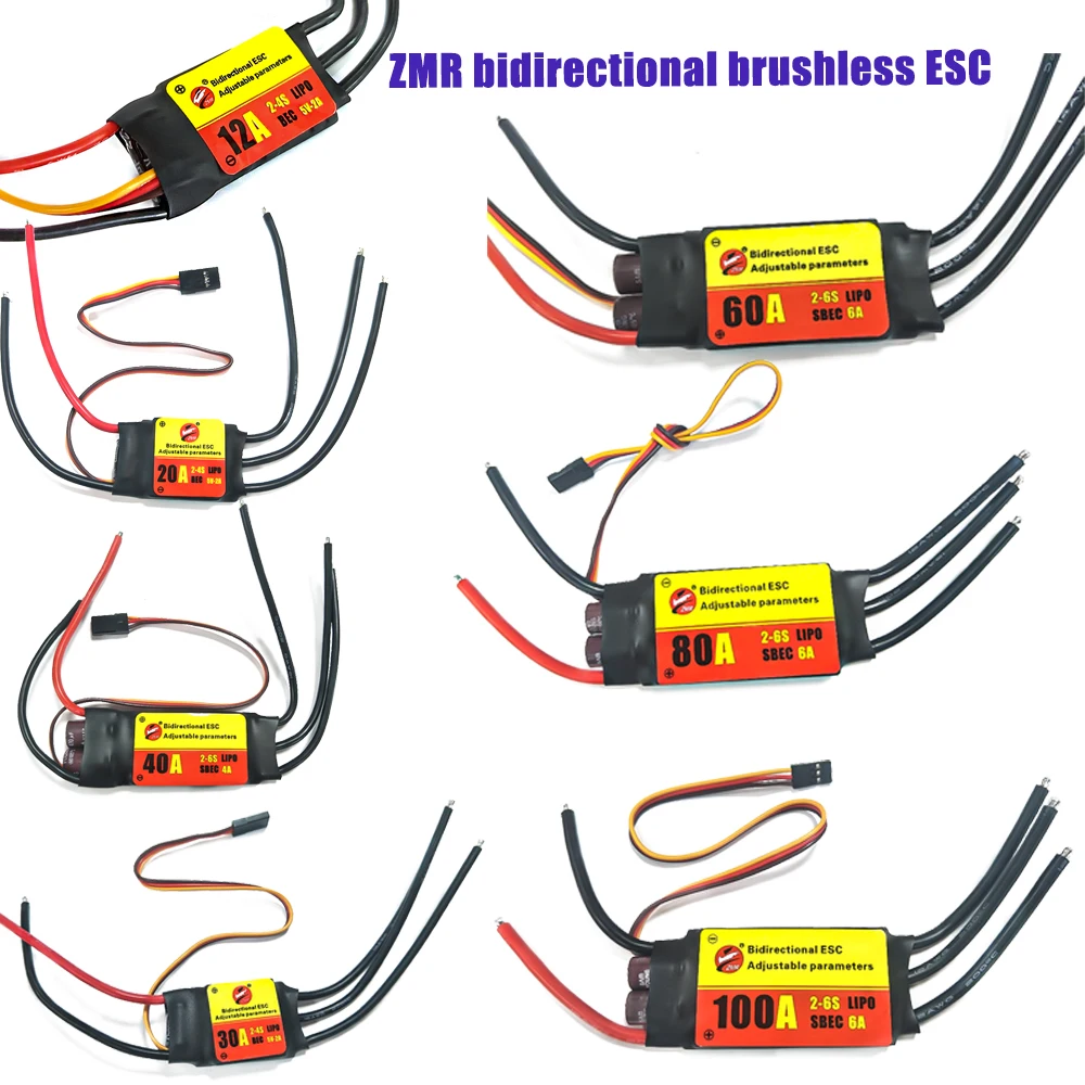 ZMR Bidirectional Adjustable Brushless ESC 12A/20A/30A/40A/60A/80A/100A with BEC for RC Boat Models