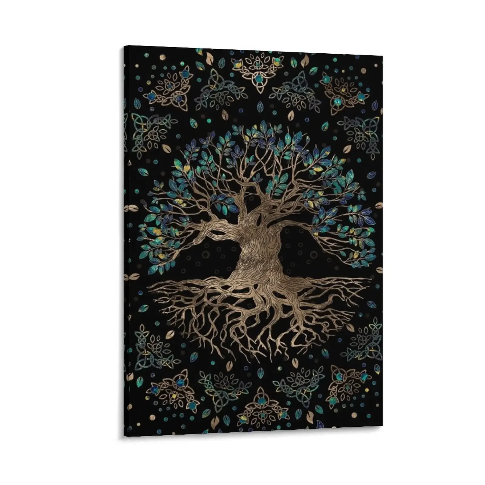 

Tree of life -Yggdrasil Golden and Marble ornament Canvas Painting decorative items for home posters for wall