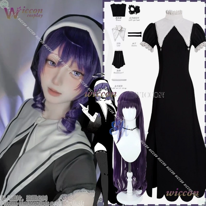 

Аниме-игровой проект Sekai Косплей Asahina Mafuyu Хэллоуин Костюм монахини Черный Винтаж Goth Long Lolita 코스프레 Horror Jirai Kei Girls