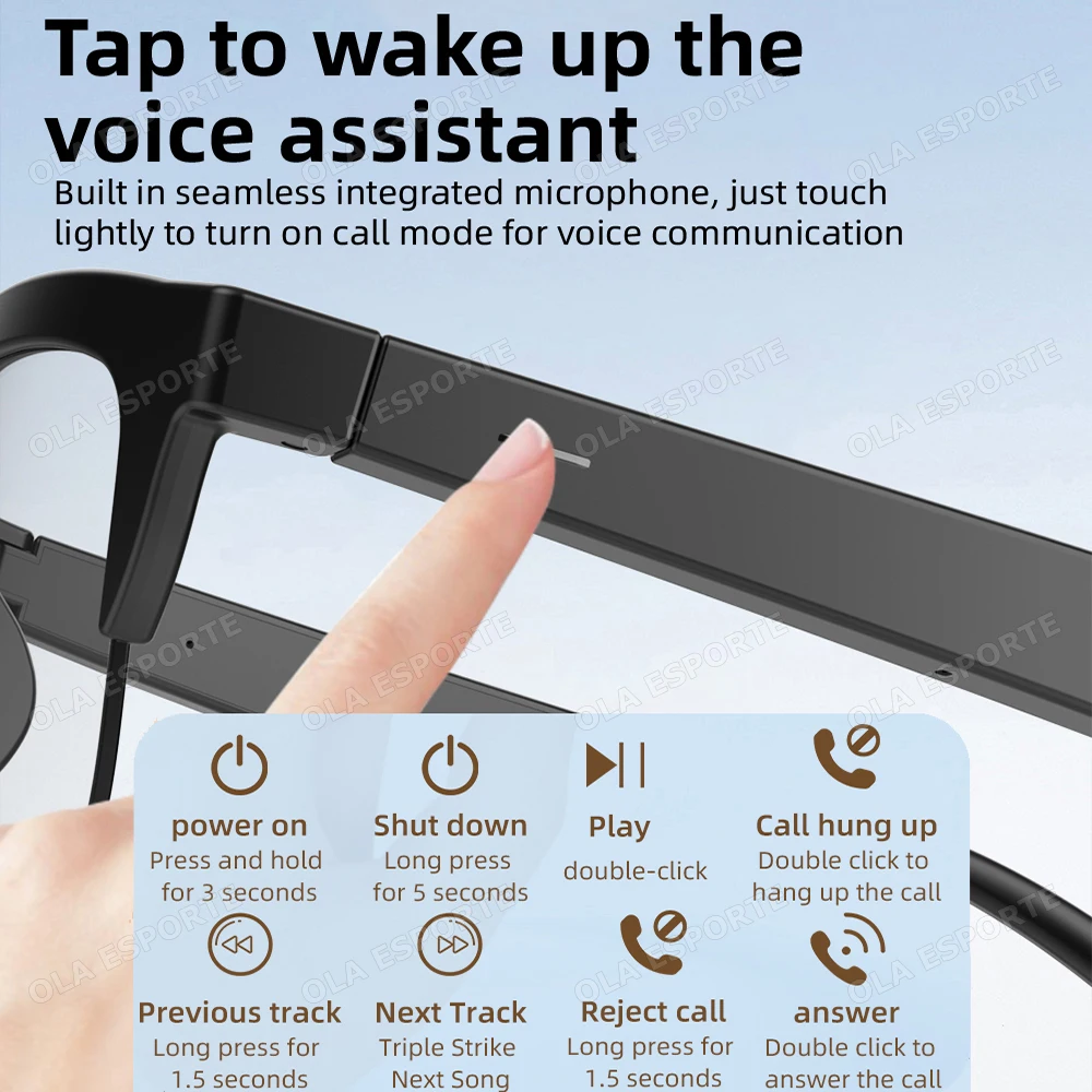 Neue Smart Bluetooth V5.3 Sonnenbrille Brille Anruf Outdoor Sport Kopfhörer HIFI Schwarz Technologie Anti-touch UV Für Männer Und Frauen