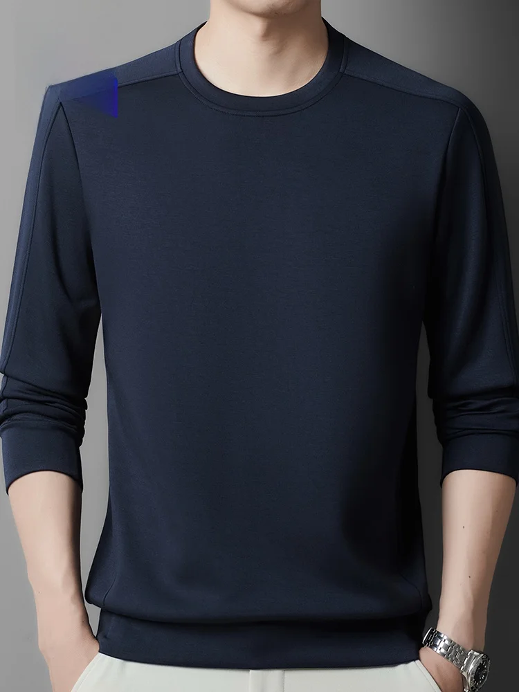 

Мужская толстовка Lormen с длинным рукавом и круглым вырезом, повседневная, модная, весна-осень, новая модель, универсальная базовая футболка свободного кроя из хлопка