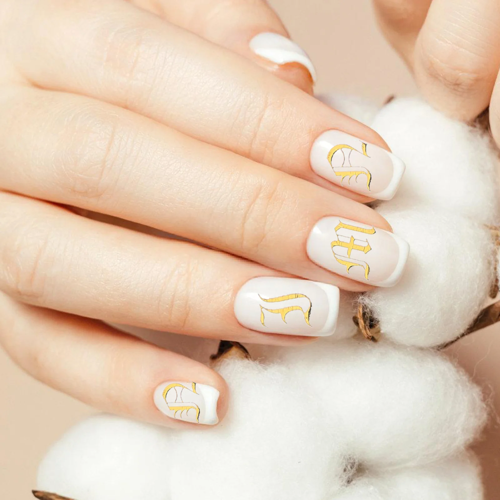 

5 Sheets English Letter Nail Stickers of Letters Initial Christmas Alphabet Shape for Girls Pvc Self-adhesive Cute Nails Golden