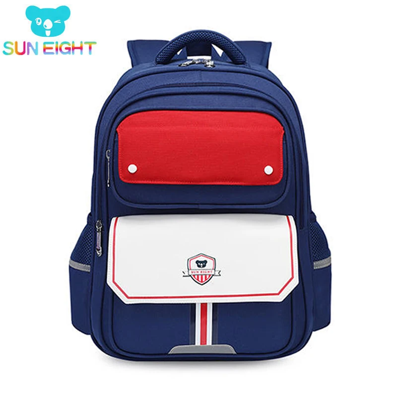 SUN EIGHT-mochila Oxford de escuela primaria para niños, morral con cremalleras de 6 colores brillantes, novedad de 2024