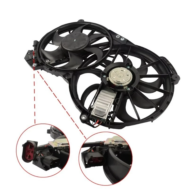

Glossy Radiator Cooling Fan Assembly for A6 4F2 4F5 4FH C6 Avant Allroad 2004-2011 2.0 3.0 4F0121207K 4F0959455