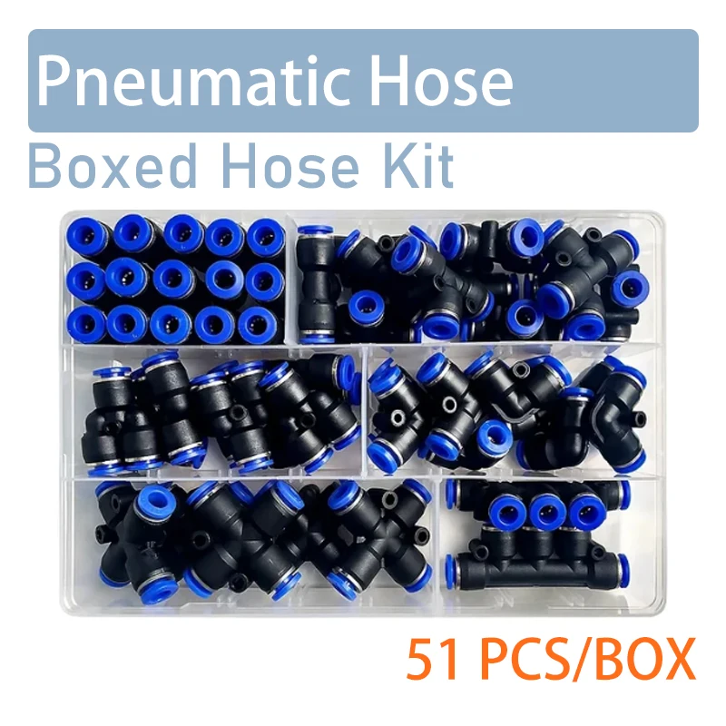 51 PCs Boxed Pneumatic Connectors Kit 6mm Outer Diameter of the Hose Pipe Tube Air PU-6/PE-6/PZA-6/PY-6/PV-6/PG-6/PK-6