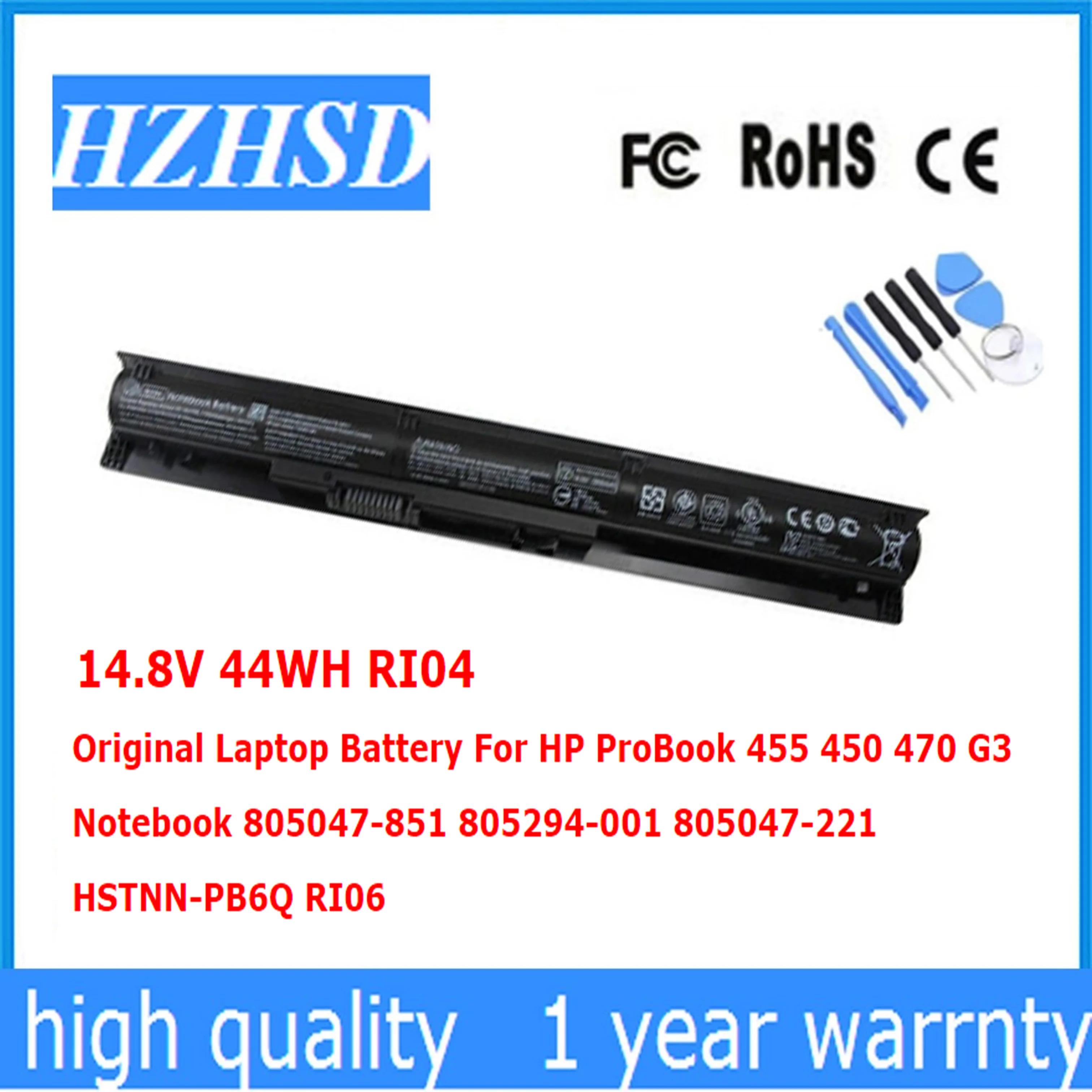 14.8V 44WH RI04 RI06 Original Laptop Battery For HP ProBook 455 450 470 G3 Notebook 805047-851 805294-001 805047-221 HSTNN-PB6Q