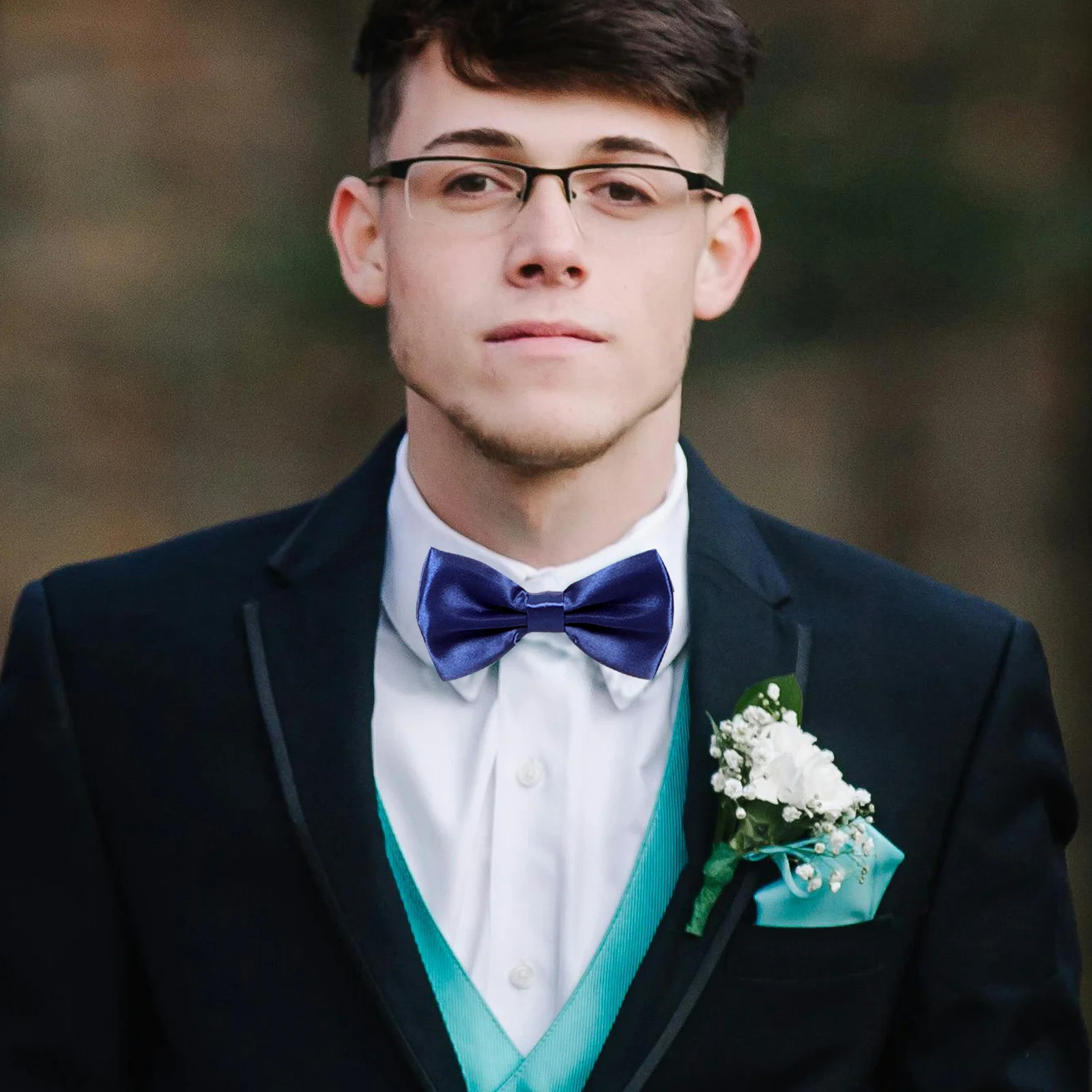 

3Pcs Men Satin Bow Tie Cummerbund Set Tuxedo Suit Formal Evening Prom Party Adjustable Size Men's Satin Bow Tie