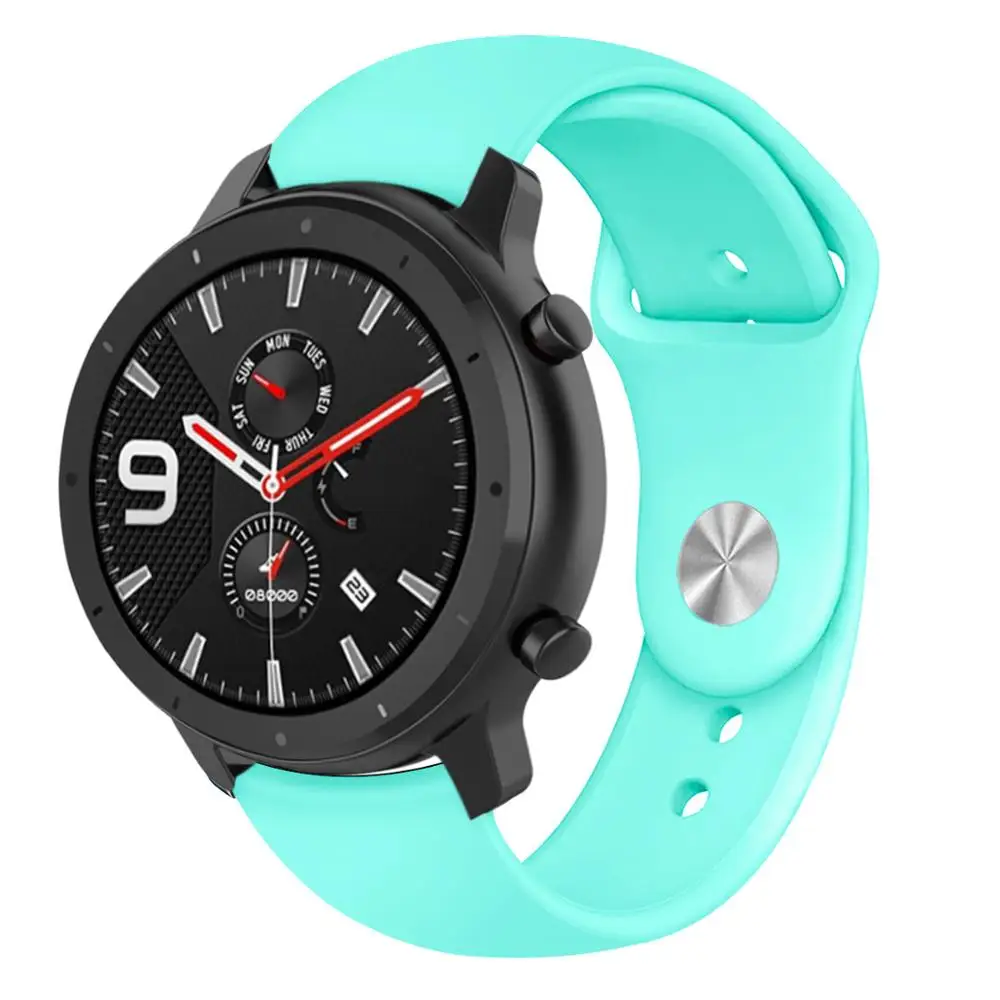 22mm 실리콘 시계줄 (Huami Amazfit GTR 47mm용) 스마트워치 밴드 스포츠 팔찌 (Amazfit Stratos 2 2S 3용) 손목 스트랩
