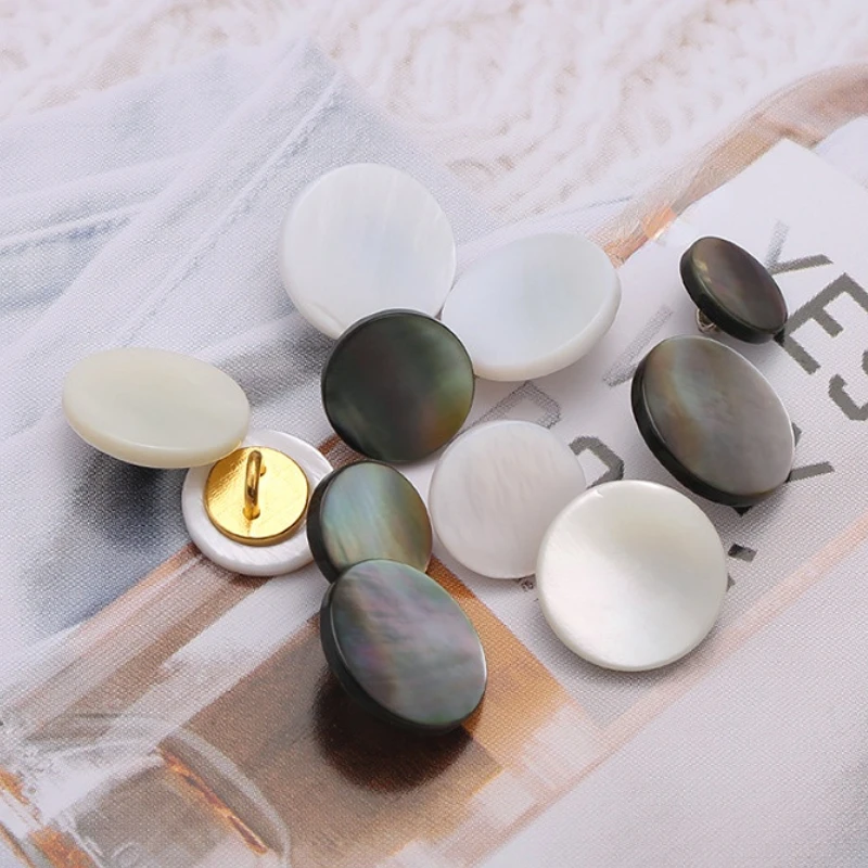 10pcs Natural Shell Buttons Mother of Pearl Round Vintage Shank Button for Crafts DIY Shirt Sweater Garment Sewing Accessories