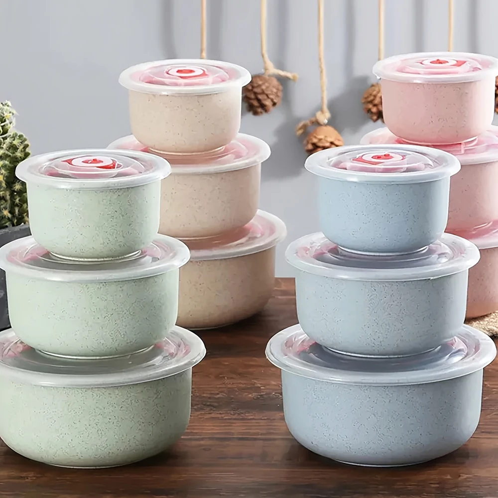 3pcs/Set Plastic Round Lunch Box With Lid, Food Container For Home, Gift Box Set (300ml, 500ml, 900ml)
