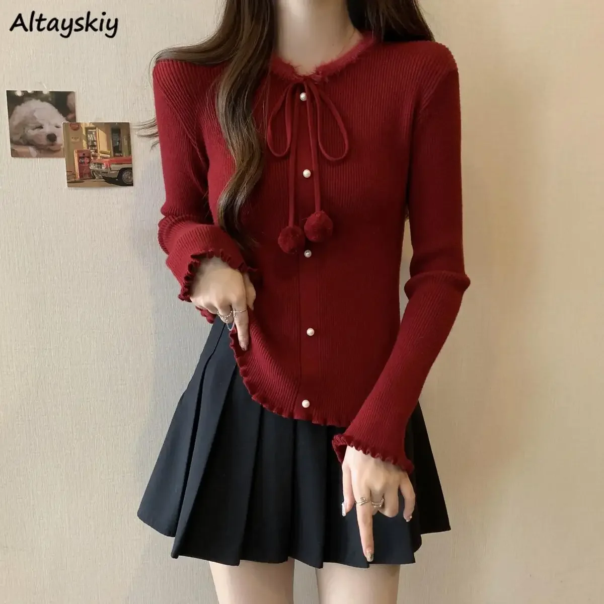 

Базовые свитера, женский вязаный кардиган, однобортный, тонкий, для отдыха, на шнуровке, пушистый, универсальный дизайн, минималистичный, на каждый день, эстетика