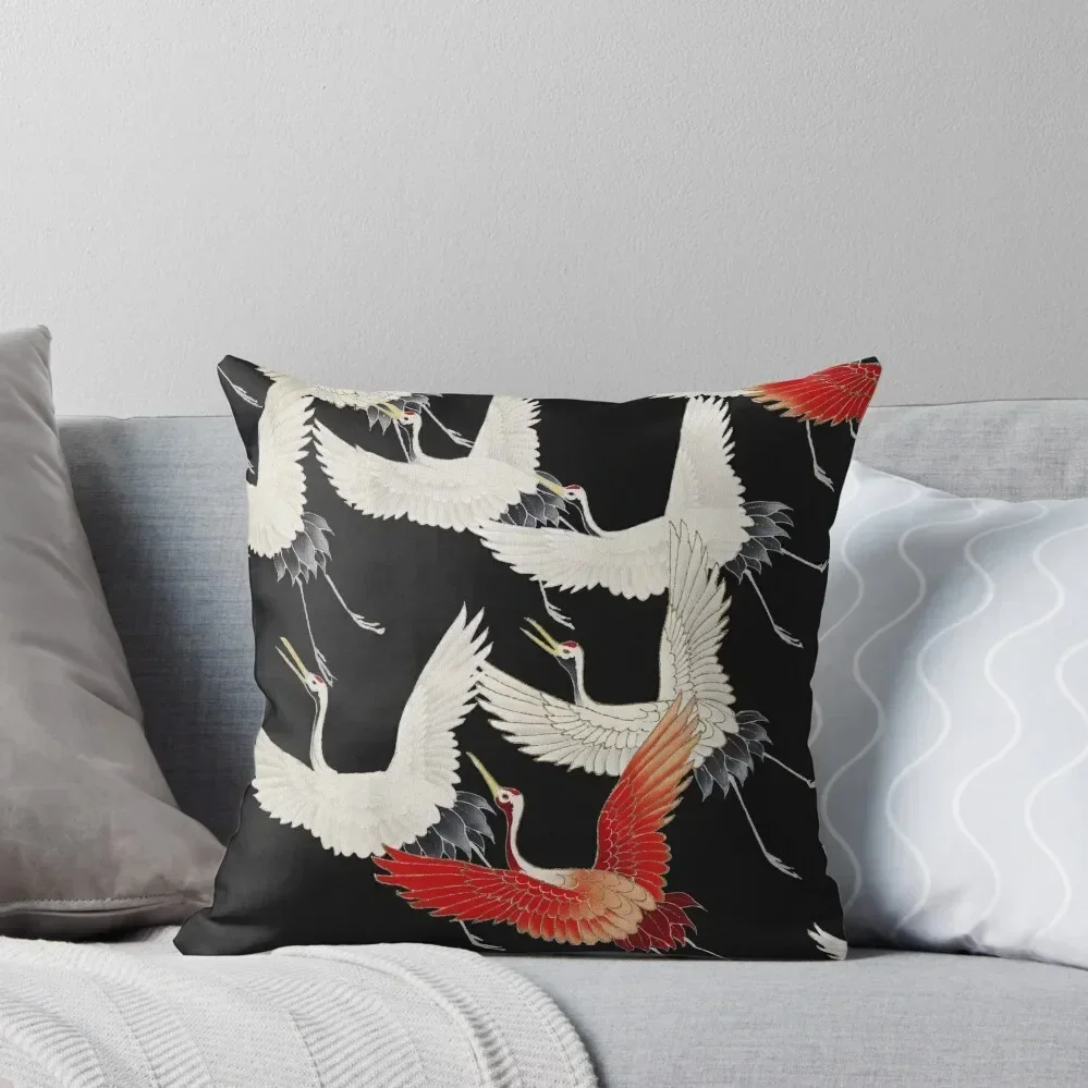 Myriad Flying Cranes in a Furisode (1910–1920) Throw Pillow Pillowcase Cushion covers for pillows Decorative pillow case pillow