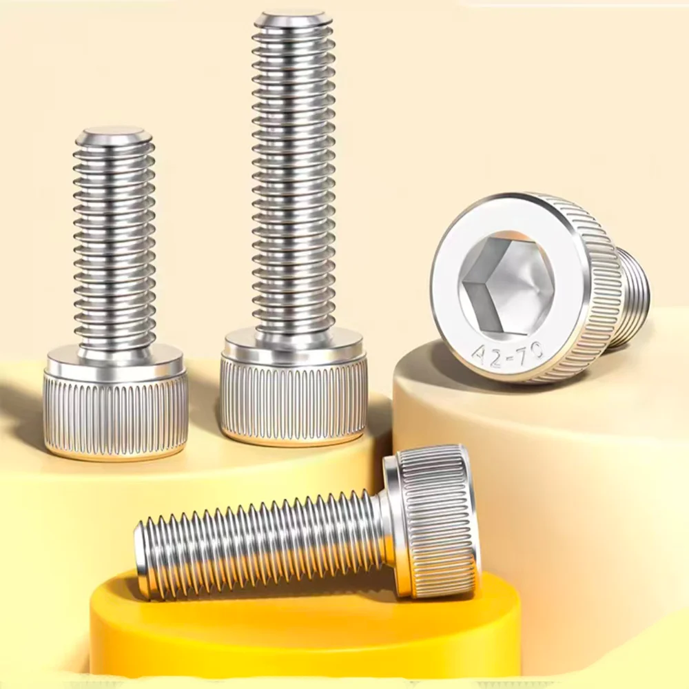 

DIN912 Hex Socket Knurled Cap Bolts | SUS304 A2 Stainless Steel Allen Screws | UNC/UNF Threads (5/16" 3/8" 7/16" 1/2" 5/8")