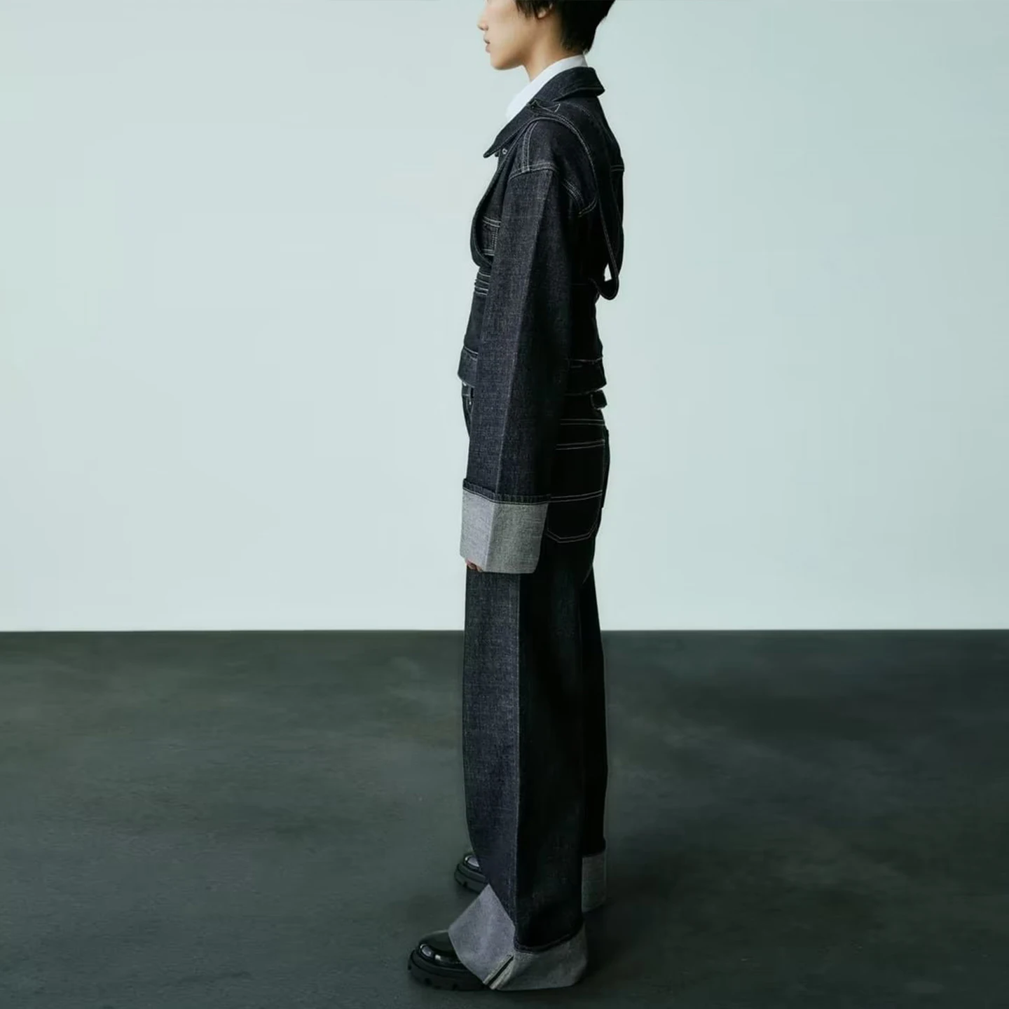 

Женское пальто-джато, джинсовая верхняя одежда, длинный воротник-свеч, комплект Four Seasons для взрослых, бренд Z, новинка осени 202, Sle