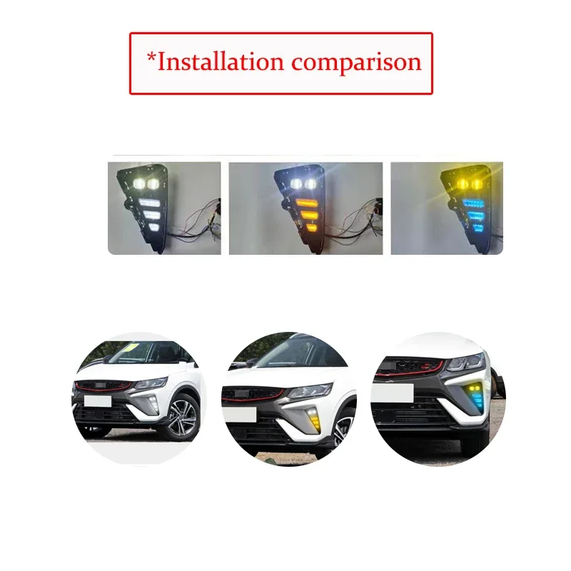 Car DRL Fog Lamps For Geely Binyue Coolray Sports SX11 2021 Instruction Signal Lights Front Left Right Fog Lamp Auto Accessories