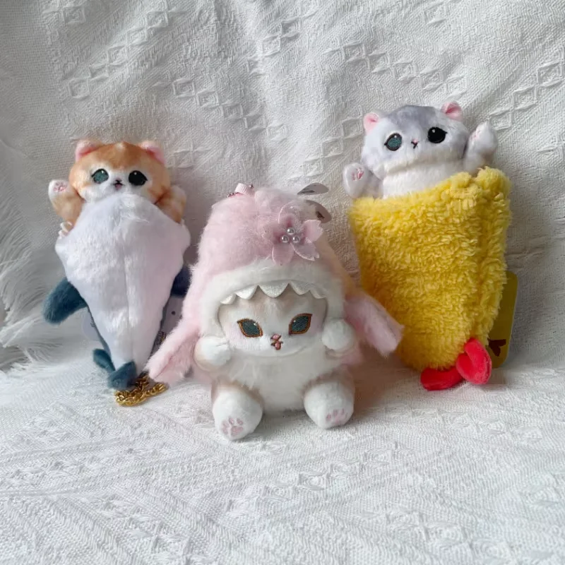 Mofusand Shark Cat Cherry Blossom Cat Fried Shrimp Cat 10CM Pendant Keychain Plush Doll Stuffed Toy