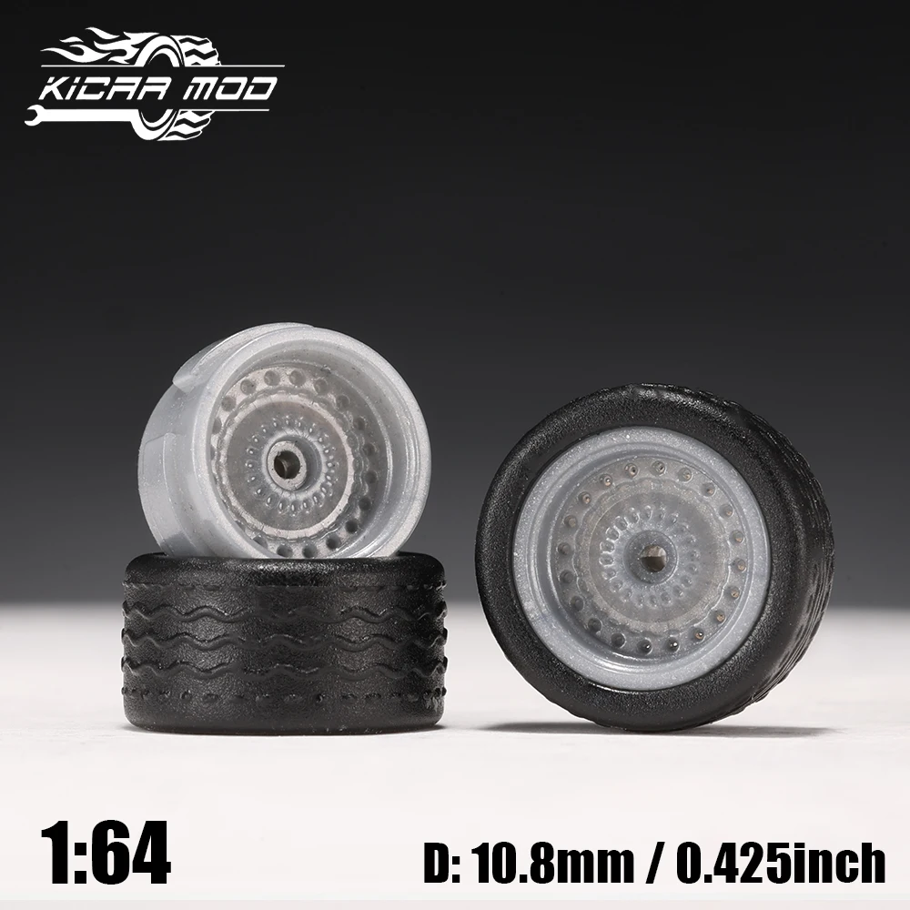 1/64 Modellauto-Räder mit abnehmbaren Gummireifen, geschlossene Speichen, Umbauteile für Druckguss-Spielzeugautos, D:11mm, 1 Set – Detail 20