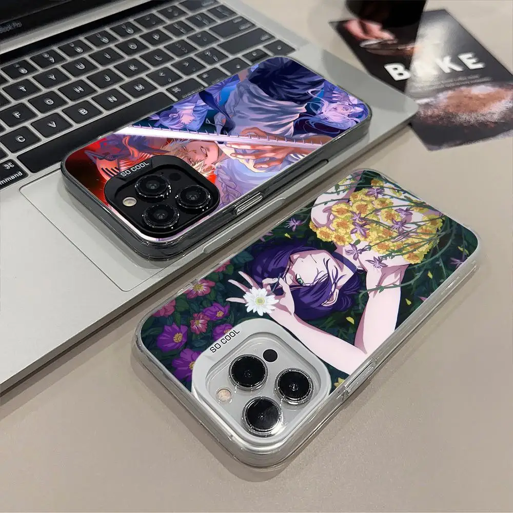 

Чехол для мобильного телефона с бензопилой Anime Man для iPhone 17, 16, 15, 14, 13, 12, 11 X XR XS 8 7 Pro Max Plus, полупрозрачный цветной защитный чехол