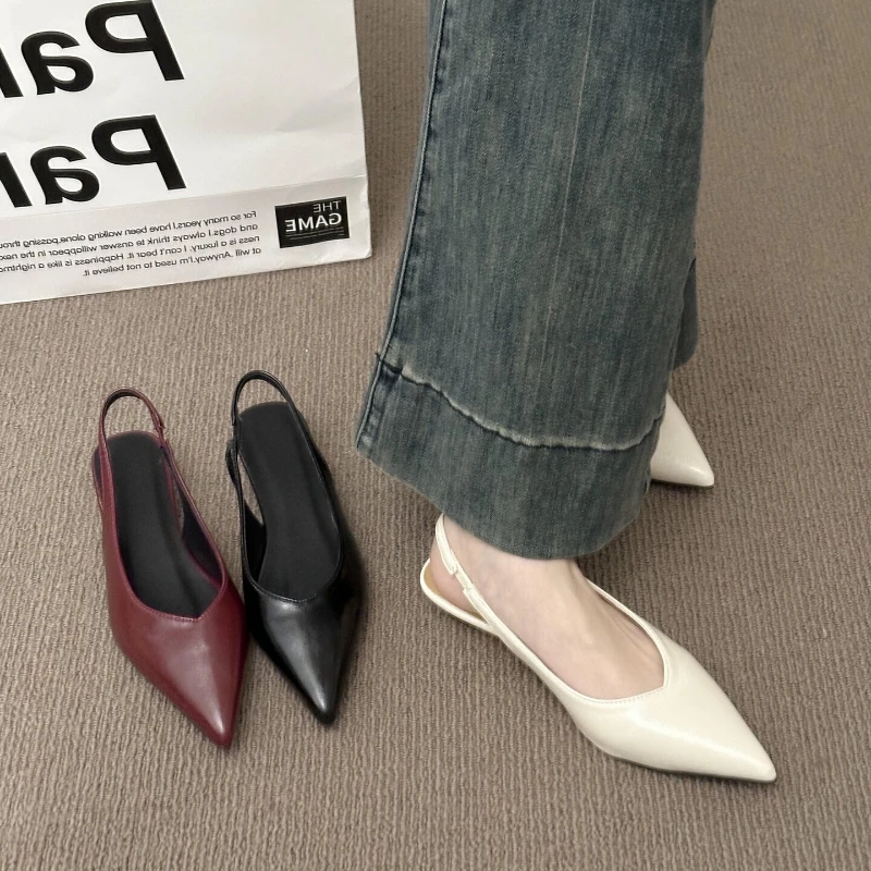 

2026 Summer Cover Toe Slip On Women Sandals Concise Low Heel Shoes Elegant Office Ladies Slingbacks Mules Pumps