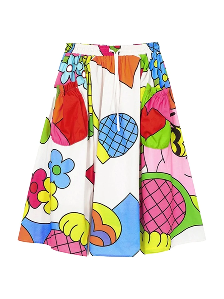 

Summer Women Japanese Y2k Korean Kawaii Fashion Cutecore Elastic Waist Midi Skirt 2000s Aesthetic Sweet Tide Goblin Core Party