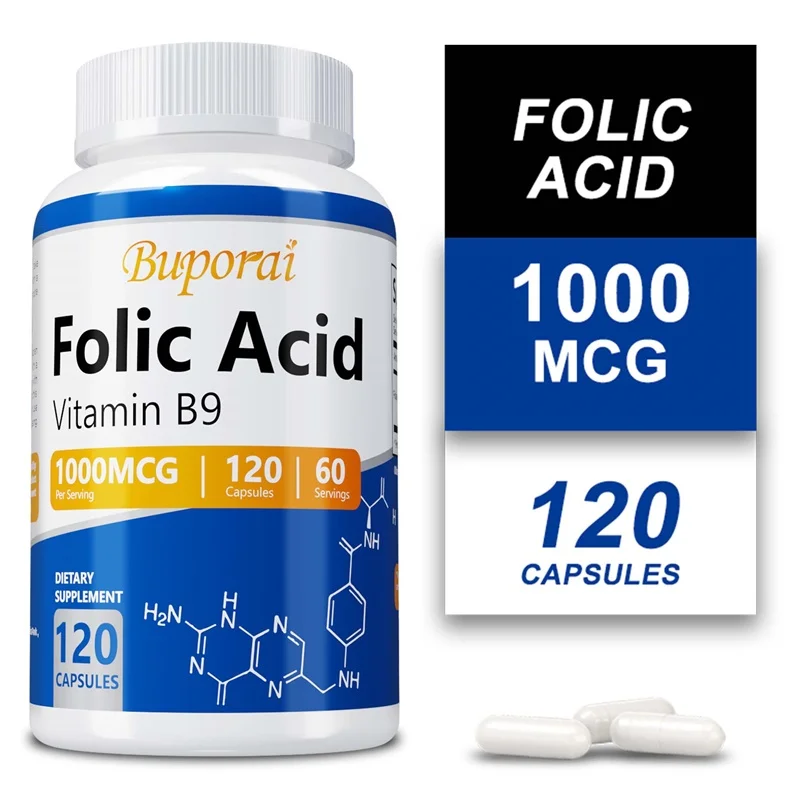 Folic Acid Supplement - Supports Cellular Health, Energy Production and Prenatal Health, Neural Tube Development, and Vitality