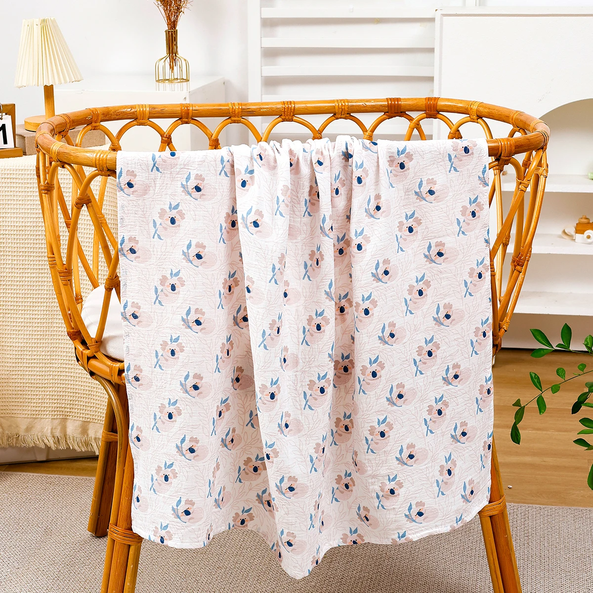 1Pc 100×100cm 100%Cotton Crepe Newborn Swaddle Blanket Hug Quilt Soft Bath Towel WrapBaby Muslin Swaddle Blankets