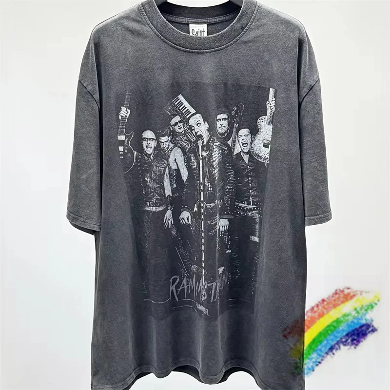 

Футболки с принтом рок-группы SAINT, футболка из высококачественной стираной тяжелой ткани