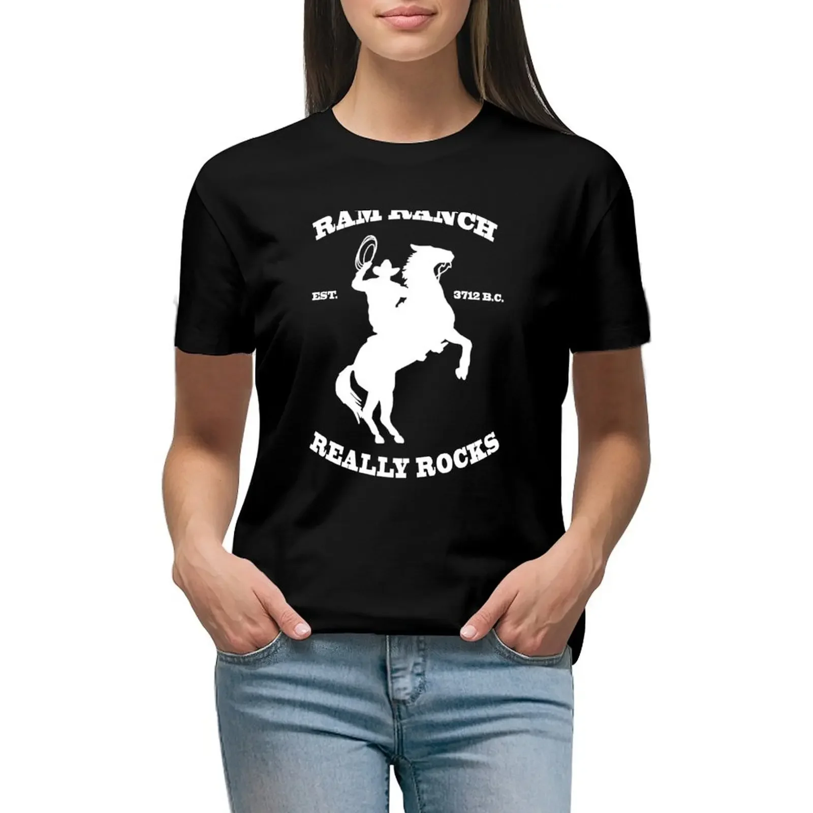 

Ram Ranch Shirt Design T-Shirt funny Female clothing kawaii clothes vintage clothes Women's cotton t-shirt