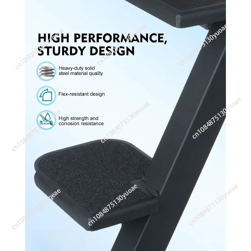 Heavy duty marine trailer pedals with safety handles, non-slip surface, unlike most deep V-trailers