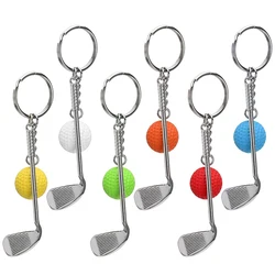 6Pcs Golf Club Keychain Golf Keychain Mini Golf Ball Keychain Metal Key Clasps Split Keyring for Golf Lover