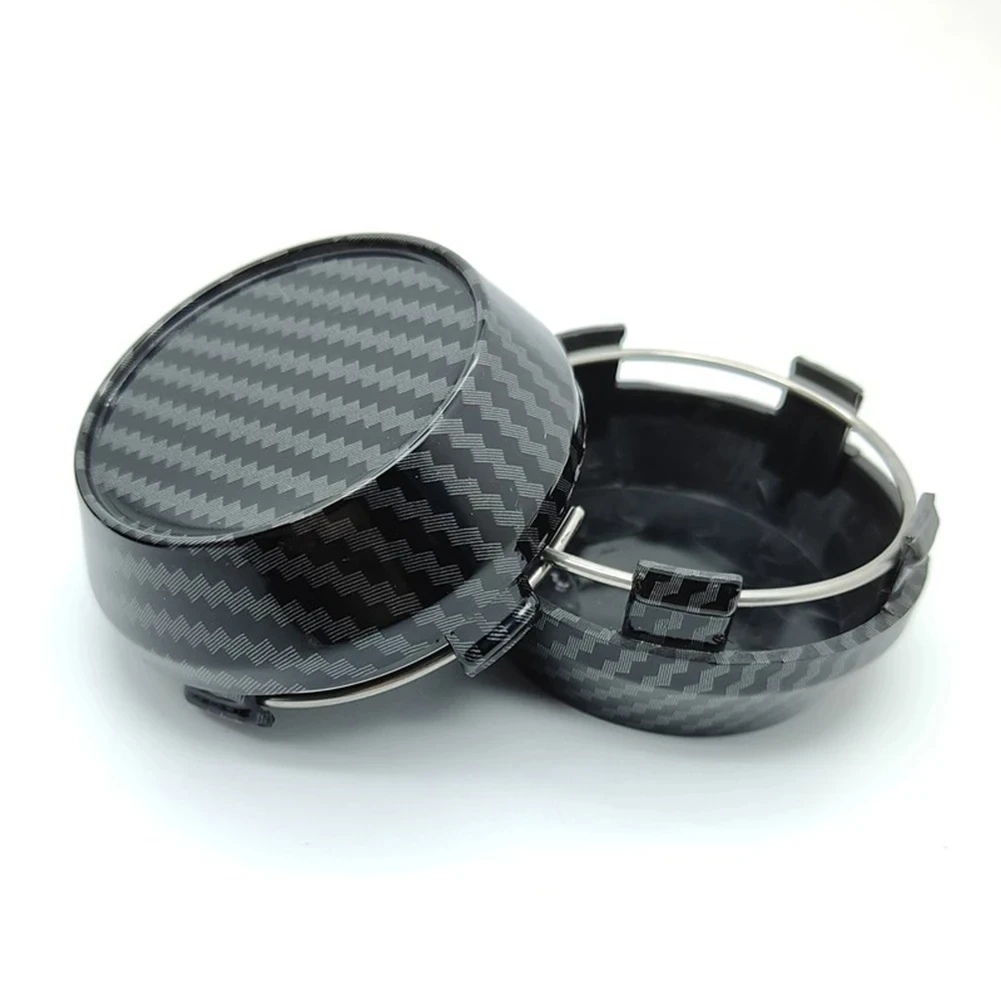 4PCS Universal 60MM Carbon Fiber Black Car Wheel Center Cap Replacement Hubs Cover Badge Auto Styling Modified Accessories