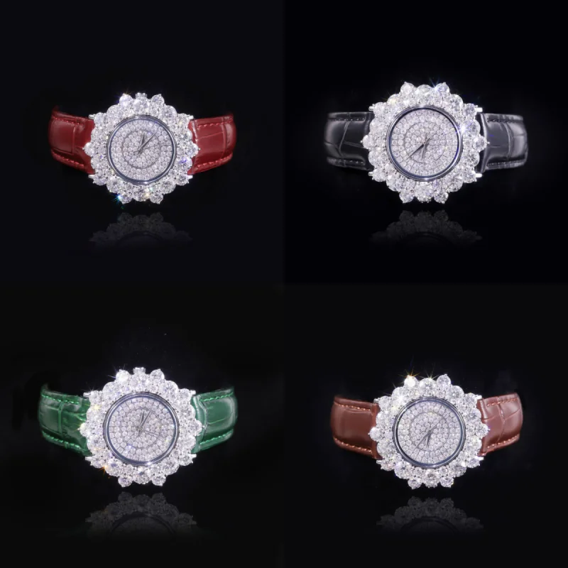 Bellux Charm Exquisite Full Diamond Watch Real Leather 925 Silver Zircon Waterproof Live-stream Hot Selling Jewelry Watches