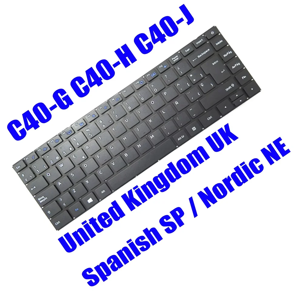 For Dynabook For Satellite Pro C40-G C40-H C40-J United Kingdom Spanish Nordic UK SP NE Black Without Frame Laptop Keyboard New