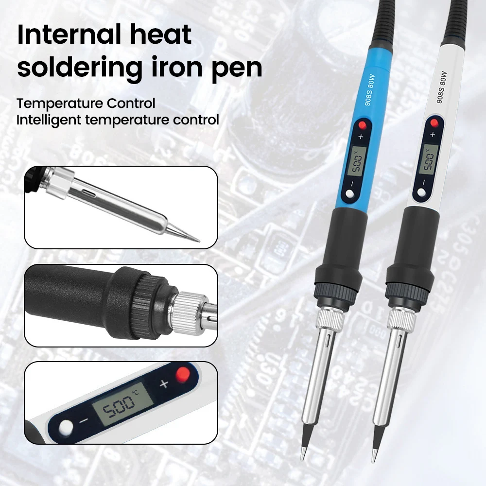 80W Internal Heat Soldering Iron Pen 180-500℃ Quick Heating Welding Station Digital Display for PCB IC Repair