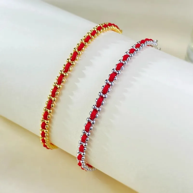 Hot-Selling Anniversary Valentines Day Gifts for Girlfriend Wife Minimalism Handmade Red String of Fate Braided Bracelet