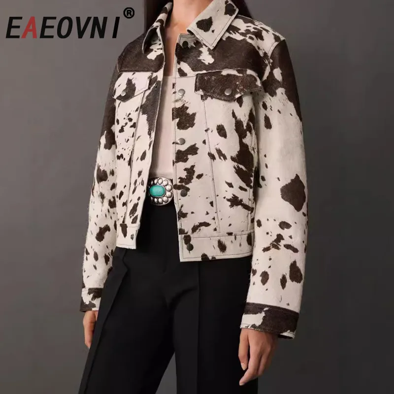 

EAEOVNI High Street дизайнерская куртка с принтом женская куртка с лацканами и длинными рукавами контрастного цвета на пуговицах модное пальто верхняя одежда осенняя новая одежда