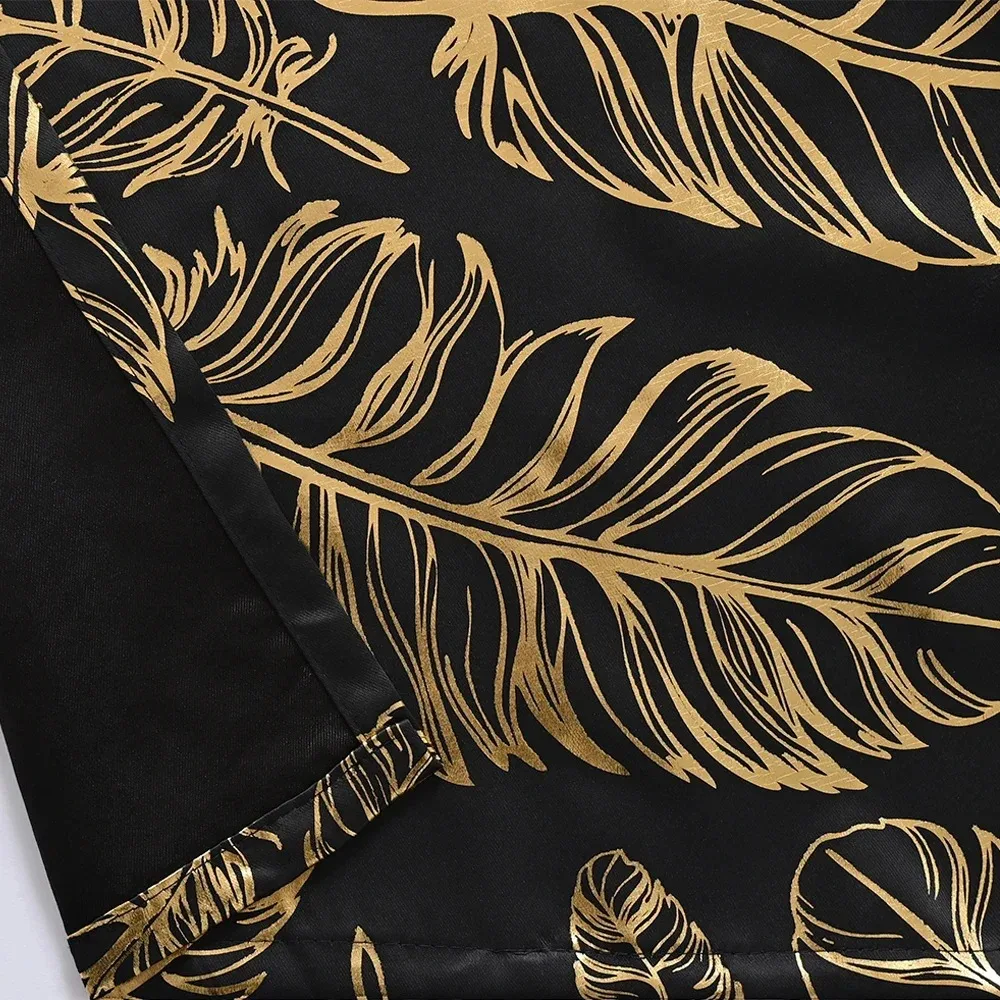 

Новые плотные прозрачные шторы с золотым тиснением и принтом перьев для спальни, гостиной, кухни, индивидуальный размер, роскошные шторы для отеля