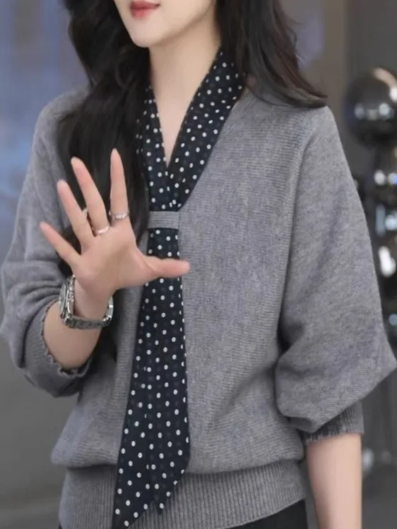 

Женский свободный длинный свитер Sve V-Ne, осенне-зимний модный топ, повседневный универсальный удобный трикотажный топ