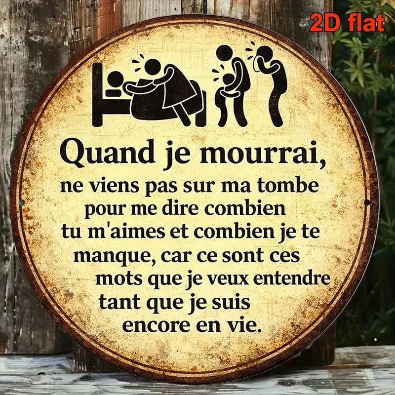2D Flat - 1pc 8*8In/20X20Cm 2D Flat Round Sign, Vintage Plaque about 