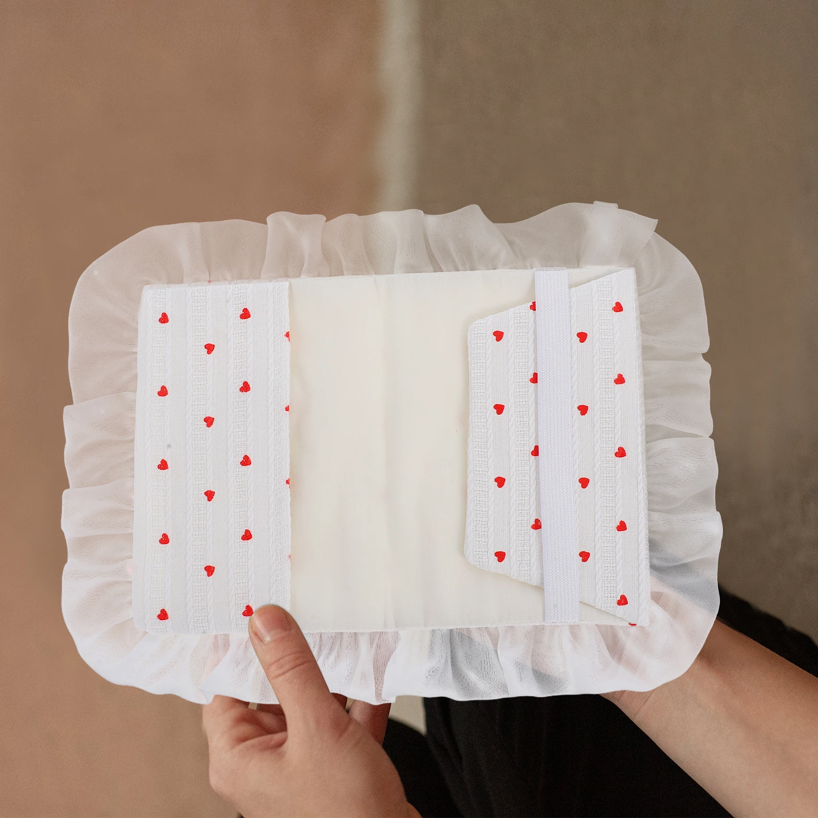 

Butterfly Knot Book Cover Heart Pattern Reusable Fabric Sleeve For Notebook Journal Planner Adjustable Pouch