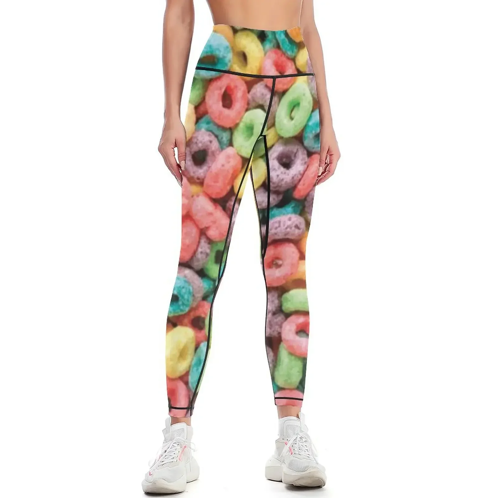 Leggings coloridos con patrón de bucles Froot, pantalones deportivos para mujer, pantalones deportivos para mujer, pantalones de gimnasio para mujer, mallas para gimnasio para mujer