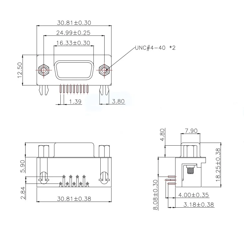 5Pcs/D-Sub-Dr-9Pcm-Cb D-Sub-Dr-15Pcm-Cb D-Sub-Dr-25Pcm-Cb D-Sub-Dr-37Pcm-Cb D-Sub/Vga Connector