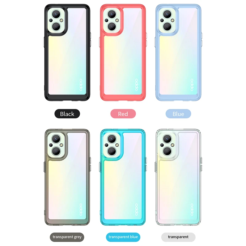 For Cover Reno 8 Lite Case OPPO Reno 8 Lite Capa Clear New Shockproof Bumper Transparent Multicolor For Fundas Reno 8 Lite Cover