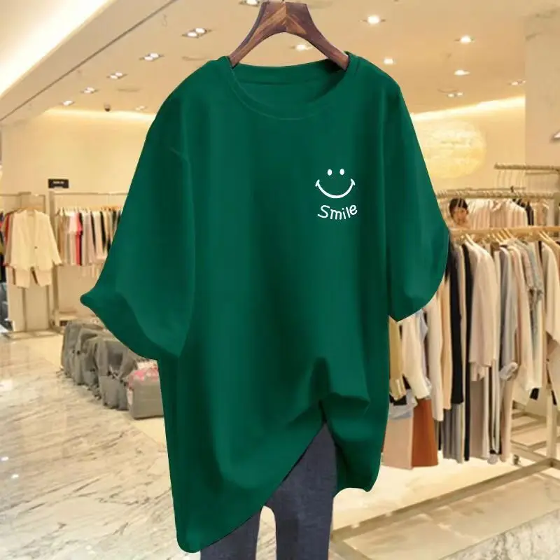 

Summer 100% Cotton Loose Casual T-shirt, Women Clothing Vintage O-neck Short Sleeve Top Tee, Cartoon Printed Basic Pullovers